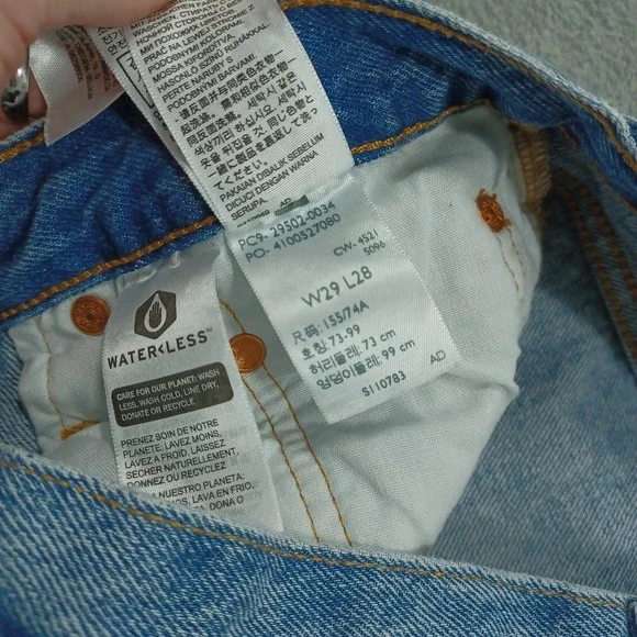 Levis 501 Jeans Womens 29 Blue Denim Premium Button Fly Straight Casual Distress - Picture 5 of 10